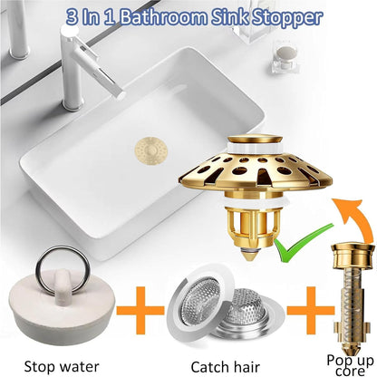AzWzz Bathroom Sink Stopper,Sink Hair Catcher,Bathroom Sink Drain Strainer Pop Up Drain Cover Plug,Universal for 1.1 to 1.65in Sink Drain Hole