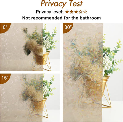 Haton Window Privacy Film, Stained Glass Rainbow Film Decorative Window Clings, Static Cling Sun Blocking Stickers Decals Coverings Tint for Home Heat Control, Non-Adhesive 17.5" x 78.7"