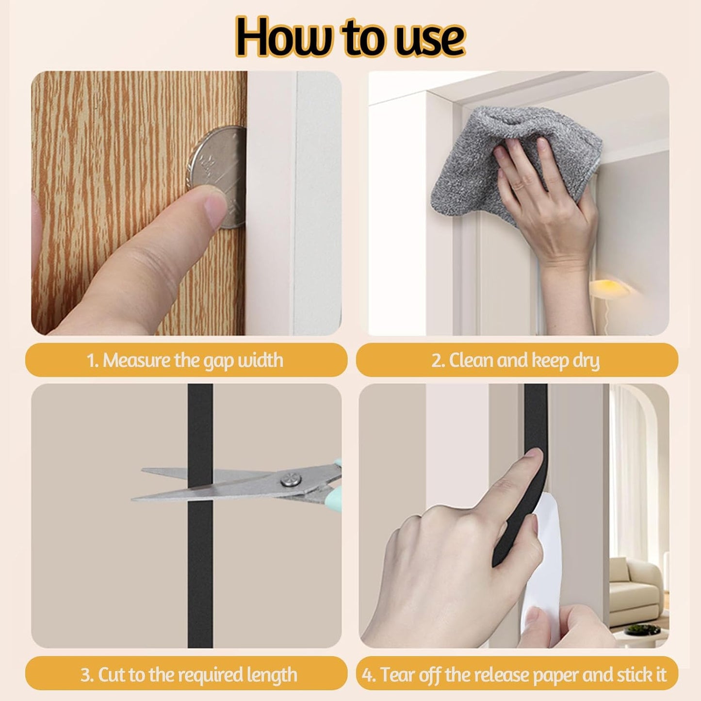 Foam Weather Stripping Door Seal,1 Inch W x 1/17 Inch T x 33 Feet White Window Sealing Tape，Single-Sided Self-Adhesive Insulation Sealing Strip