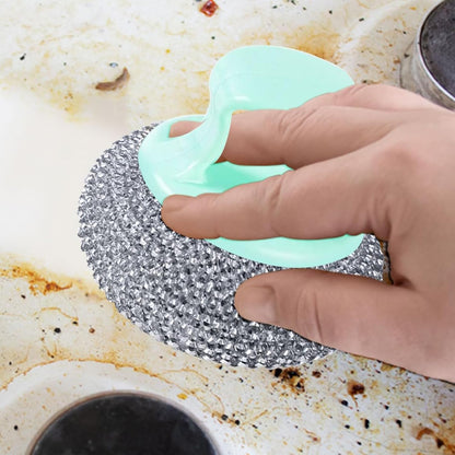 Dish Scrubber - Non Scratch Short Handle Brush for Cleaning | Durable Nylon Fiber with Soft Ball Pad, Stain Removing Scouring Tool, Easy Grip Handle for Pots, Pans, Grill, Sink, Kitchen Household Use