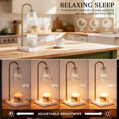 Hong-in Candle Warmer Lamp with Timer-Dimmable Adjustable Height Candle Lamp Warmer, Birthday Gifts for Women Mom Her, Housewarming Office Home Decor,Wax Warmer for Scented Wax Jar Candles