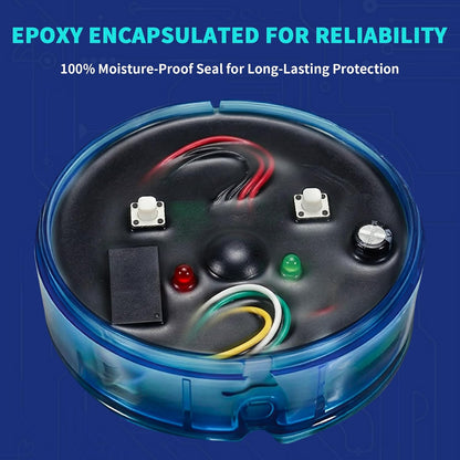 HVAC Flood Sensor Water Leak Detector with Internal Audible Alarm, 12-30V AC/12-36V DC 3A High Load 5-Wire Condensate Overflow Switch for Primary/Secondary Drain Pans, Mini-Splits & Furnaces, ETL