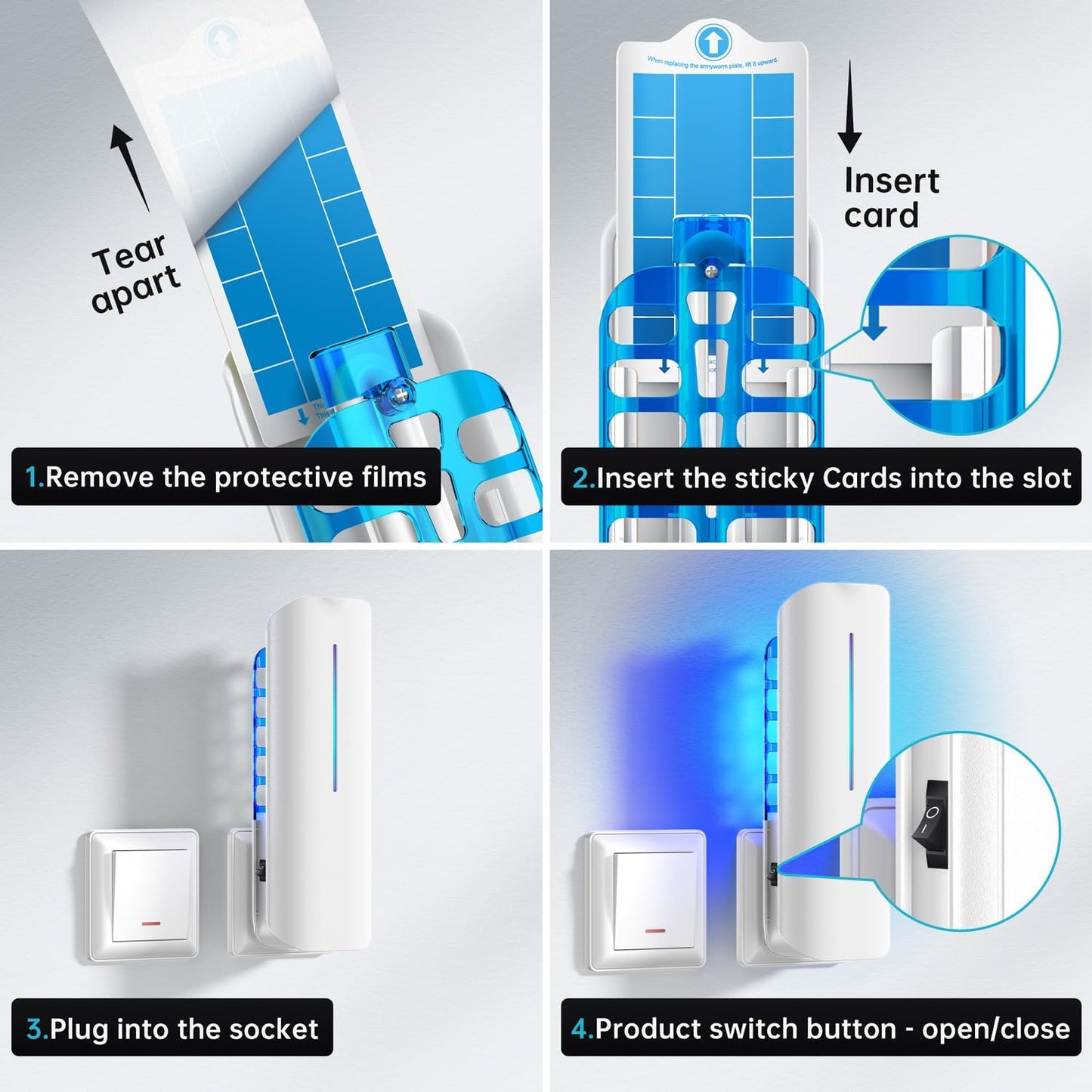 Flying Insect Trap Plug in Mosquito Bug Zapper Indoor Gnat Moth Catcher with 9W Night UV Light, 10 Sticky Glue Board Refills for Home Office