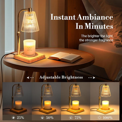 Marycele Candle Warmer Lamp with Timer & Dimmer - Mothers Day Gifts for Women Mom Her, Aesthetic Office Home Decor, Adjustable Height Wax Melter for Candle Jar & 3-Wick Candles (2 Bulbs Included)