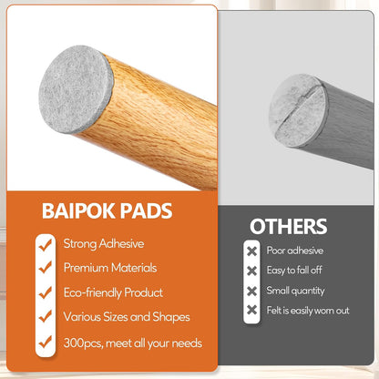 Furniture Pads 300 Pack Premium Furniture Felt Pads (Beige), Huge Quantity Self Adhesive Anti Scratch Floor Protector for Furniture Legs Hardwood with 60 Cabinet Door Bumpers