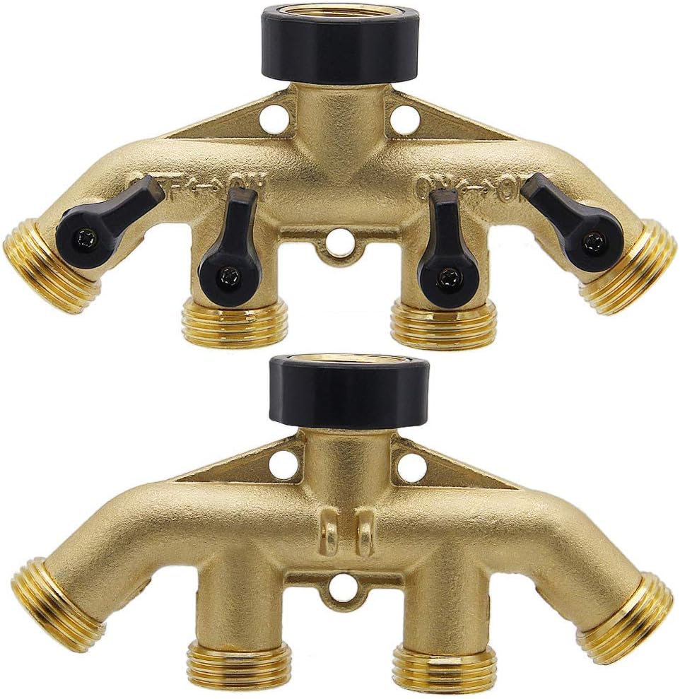 Twinkle Star 2 Way Garden Hose Splitter 3/4" GHT | Hose Y Splitter, Brass Dual Hose Splitter Leak-free