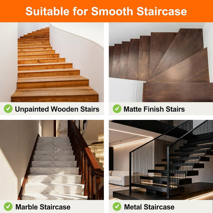 Spurtar Non Slip Staircase Step Treads, 6"x24" 15 Pack Anti Slip Tape for Stairs Indoor, Transparent Grip Tape for Stairs, Clear Skid Guard Safety Stair Runners for Wooden Steps