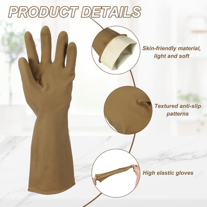 uxcell Rubber Cleaning Gloves, Reusable Household Dishwashing Long Rubber Gloves with Non-slip Grip