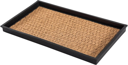 Anji Mountain Heavy Duty Waterproof Rubber Shoe Storage Mat Organizer/Boot Storage Tray Multi Use for Entryway with Coir, Tan Insert, Fits 4 Pair (46.5" Wide)
