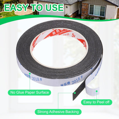 PATIKIL Sponge Rubber Foam Tape, 5/8" W x 1/8" t x 16.4ft l Self-Adhesive Foam Insulation Tape Weather Stripping for Window Door Soundproofing Weatherstrip AC Seal Strip, Black