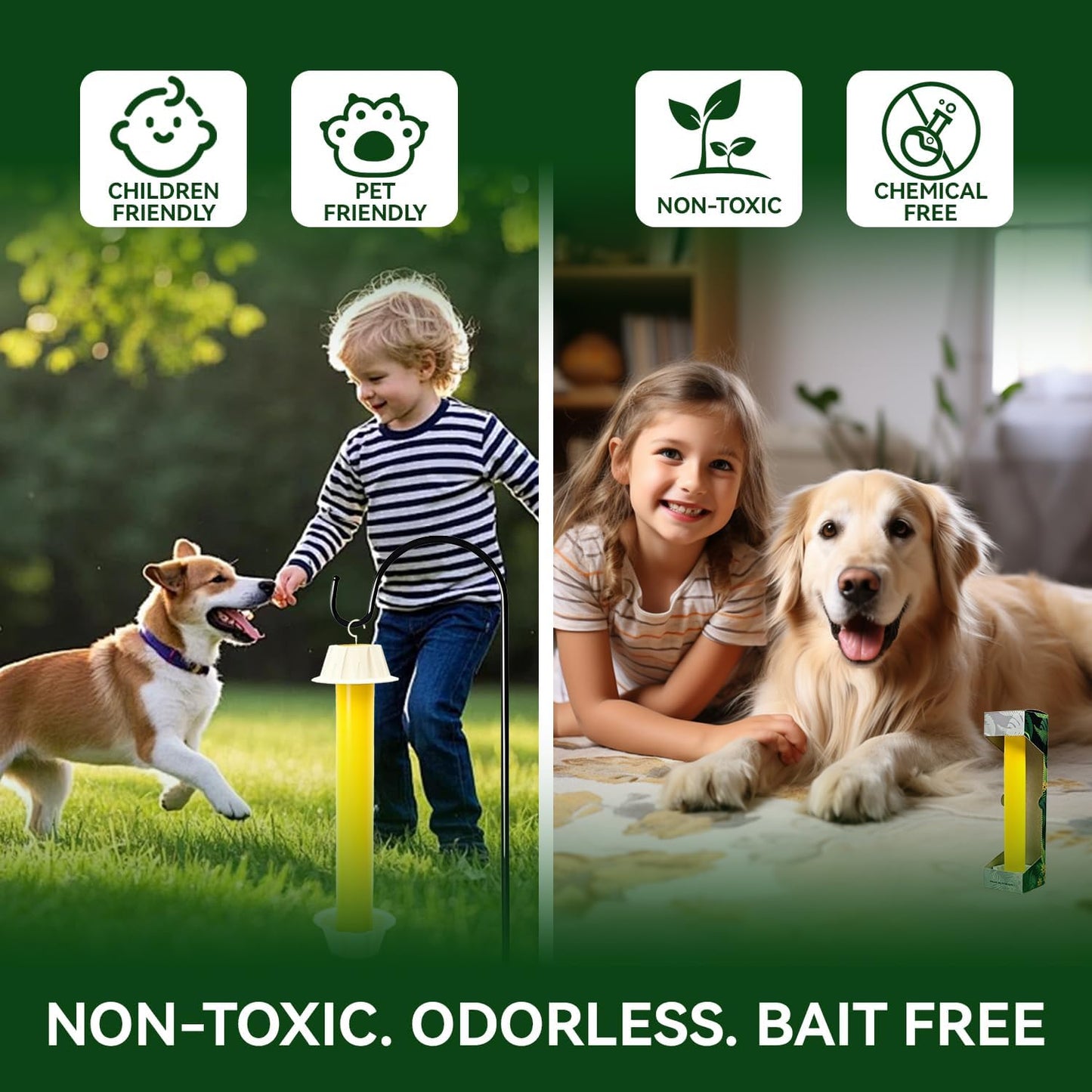 Gideal 2-Pack Yellow Sticky Fly Traps Pest Control for Indoor/Outdoor Use, Gnat Trap for Flying Plant Insect