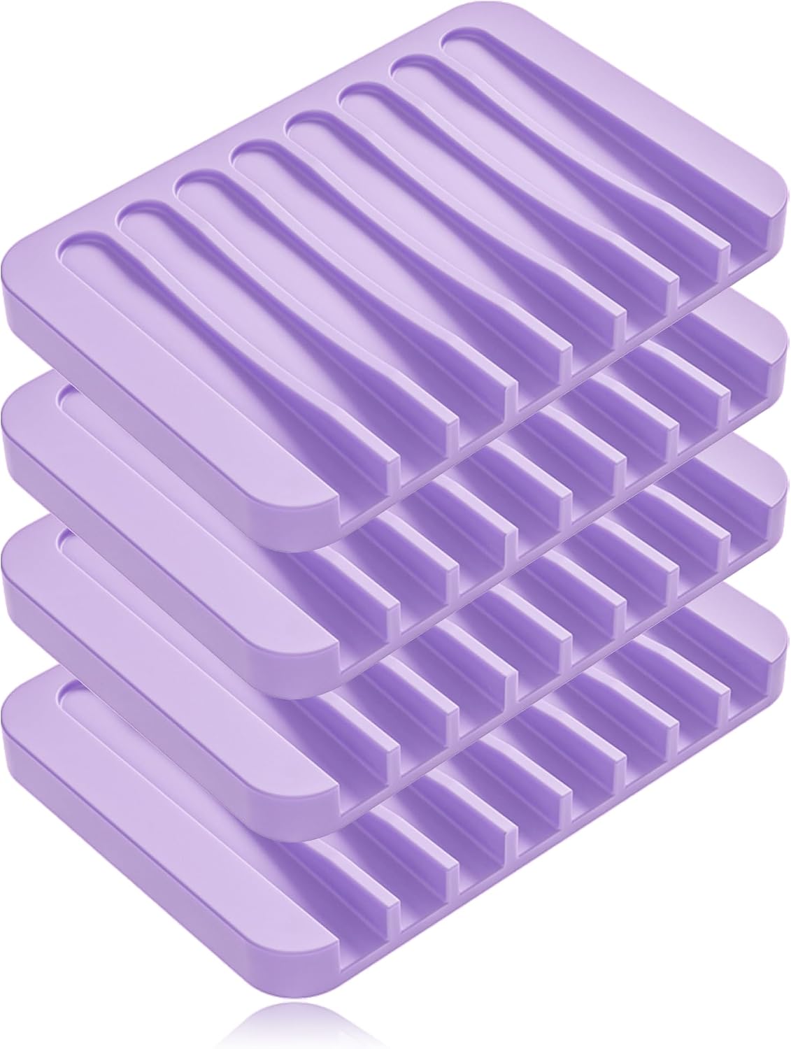 4-Pack Self Draining Soap Dish for Shower Bathroom Waterfall Silicone Soap Saver Tray Sponge Holder for Kitchen Sink Non-Slip Easy Clean (Black and White)