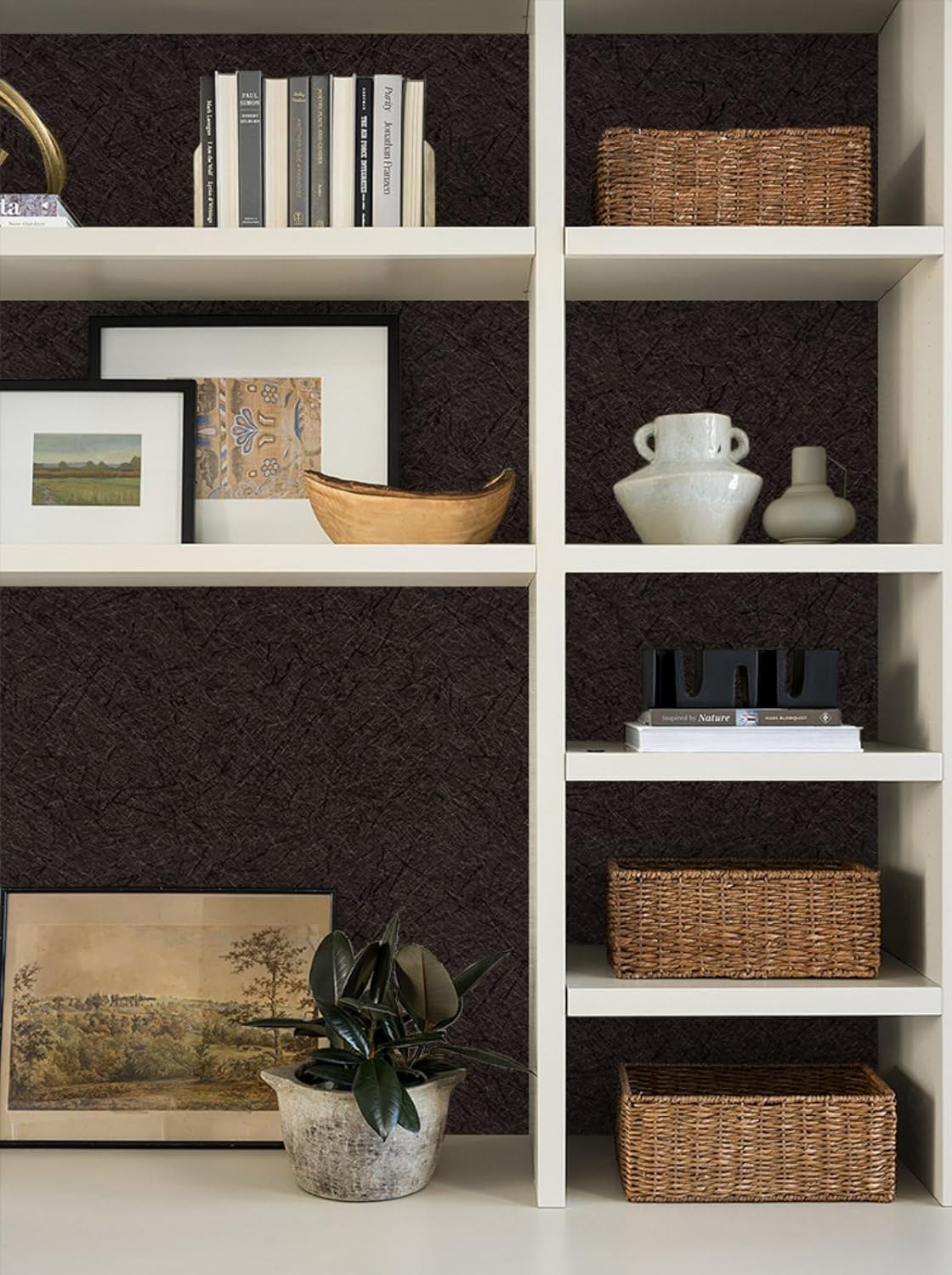 15.7" X 118" Black Silk Wallpaper Embossed Self Adhesive Peel and Stick Wallpaper Contact Paper Removable Waterproof Kitchen Vinyl Wrap Cabinet Furniture Textured Renter Friendly Wall Gift Paper