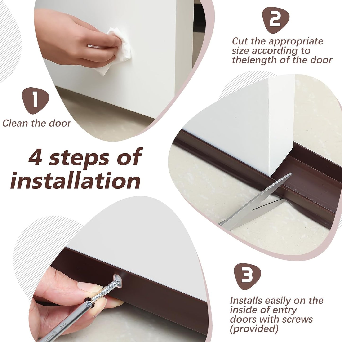 Lineshading 2 Sets Door Sweep Plastic PVC 1 3/4" x 36" Slide on Bottom Exterior Door Seal Strip for Weather Stripping Draft Stopper (Black)