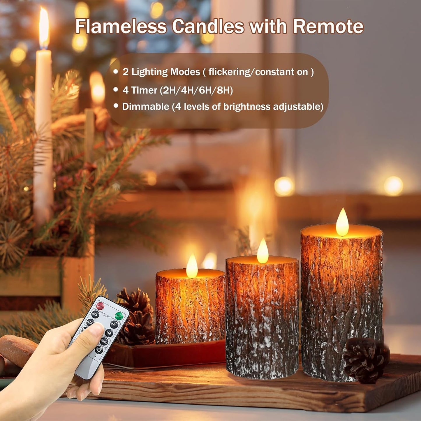 Flameless Candles Lights, Set of 3 Flickering LED Candles with Remote & Timer, Dimmable Electric Pillar Candles Battery Operated, Green Candles for Home St. Patrick’s Day Christmas Decor (Green)