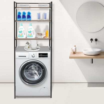 Over Washer and Dryer Storage Shelves, 3-Tier Freestanding Washing Machine Storage Rack with Adjustable Shelf for Laundry Room Bathroom Garage, W27.2*D11.8*H71.3in (White)