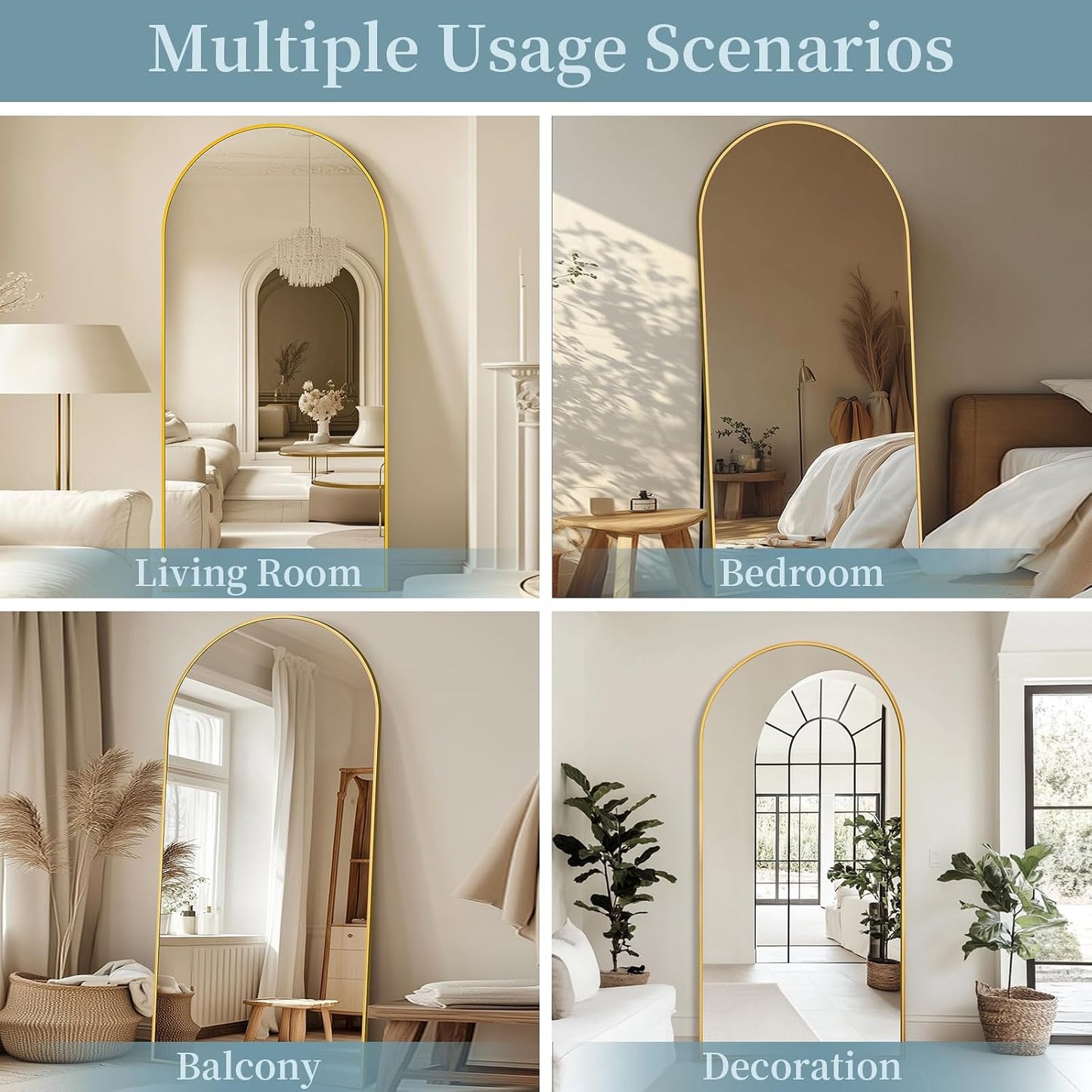 Full Length Mirror with Stand, 71"x28" Arched Full Body Large Stand Up Aluminum Frame Floor Standing Mirror, Freestanding Hanging Leaning Mounted for Bedroom Living Room Entryway Gold