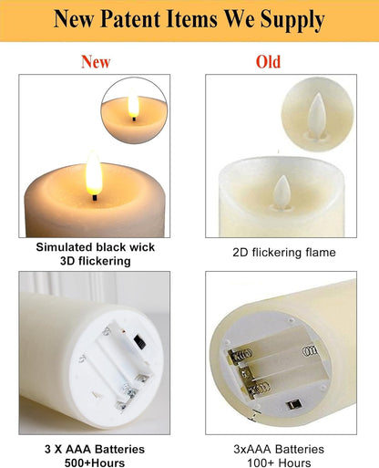 ANGELLOONG Flickering Flameless Candles, Realistic Battery Operated Candles with Remote and Timer, Set of 3 LED Candles for Room Fall Home Wedding Decor Centerpieces Table Party Valentines Decorations