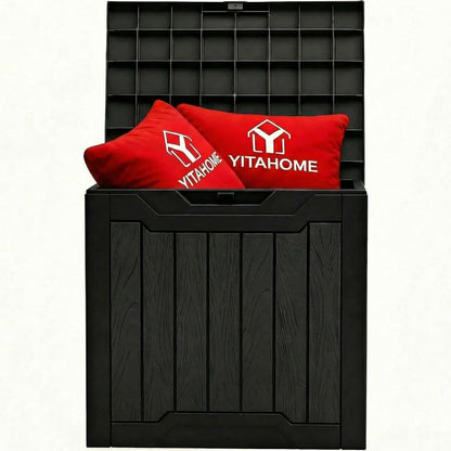 YITAHOME 31 Gallon Outdoor Storage Box | Resin Deck Box and Waterproof Package Delivery Box for Gardening Tools, Pool Supplies, Patio Furniture, Lockable, Taupe