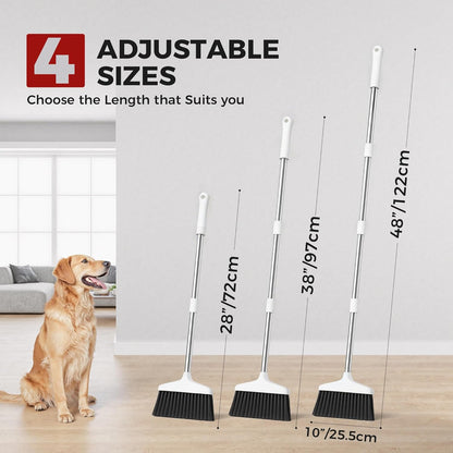 Handy Broom, Indoor/Outdoor Brooms, Duty Kitchen Broom, for Home Garage Kitchen Office Courtyard Lobby Patio Lawn Concrete (1, White)