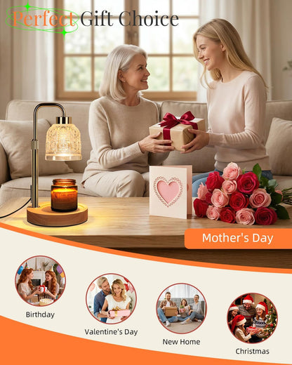 AIFEI Candle Warmer Lamp with Timer, Dimmable Adjustable Height Candle Lamp, Birthday Gifts for Women Mom Sister Friends, House Warming Gifts New Home, Candle Lamp Warmer with 2 Bulbs - CoalBlack