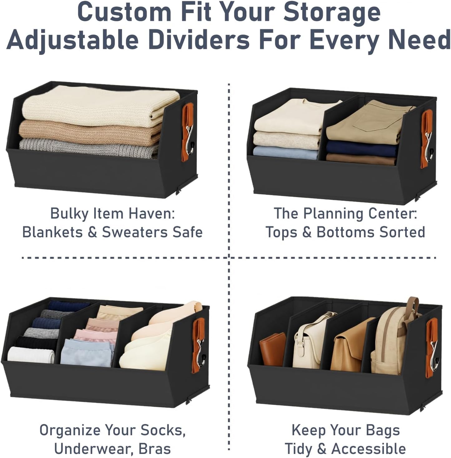 Hanging Closet Organizer Extra Large, Clothes Hanging Shelves for Closet with Divider, Collapsible Closet Storage System, Fabric Closet Hanging Organizer for Home, Dorm, Rv, ,Handbags, Underwear, Sock