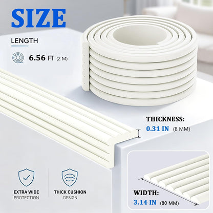 Edge Protector for Baby Proofing,Soft Foam Safety Bumper,Strong Adhesive Edge Guard Strip,Furniture Fireplace Table Cabinet Safety Cover for Baby,3.14in x 6.56ft,Black