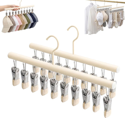 Soboto Stainless Steel Clothes Clips 2 Pack 10 Clip Closet Organizers and Storage Closet Organizer Rustproof Heavy Duty for Home Indoor Outdoor Laundry Organization