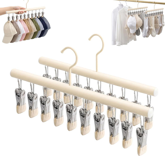 Soboto Stainless Steel Clothes Clips 2 Pack 10 Clip Closet Organizers and Storage Closet Organizer Rustproof Heavy Duty for Home Indoor Outdoor Laundry Organization