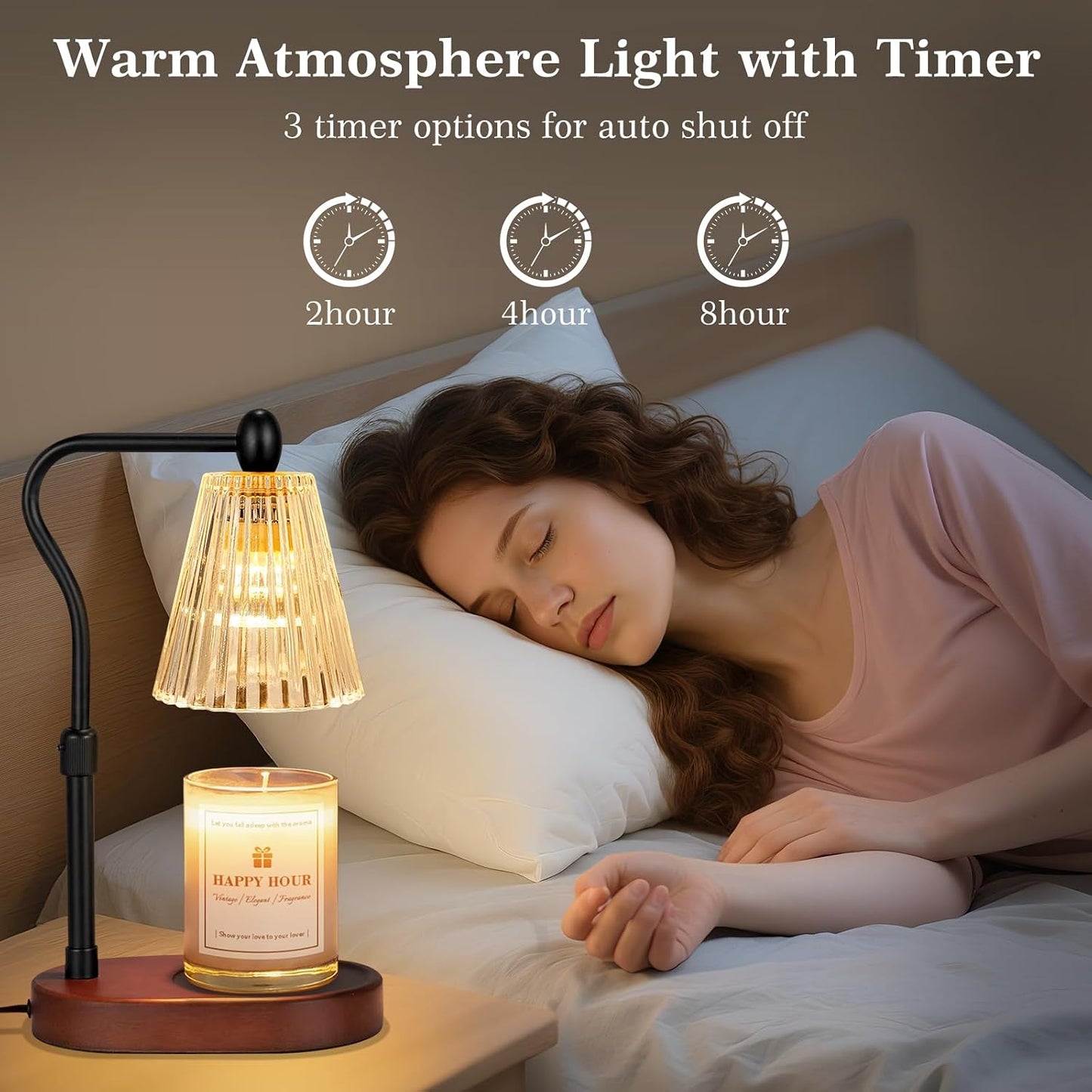 Imenlox Candle Warmer Lamp, with Timer and Dimmer, Adjustable Height, for Mom, Christmas Birthday Gifts for Women, House Warming Gifts Home Decor, Wax Warmer for Jar Candles(Amber)