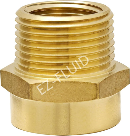 (1) EZ-FLuid 3/4" FHT Female Garden Hose Wye Two way Splitter, Heavy Duty Brass Hose Y Splitter with 1/4Turn Shutoff Ball Valve,2-way 3/4"GHT Threads Connector For outside faucet and hose bibb spigot