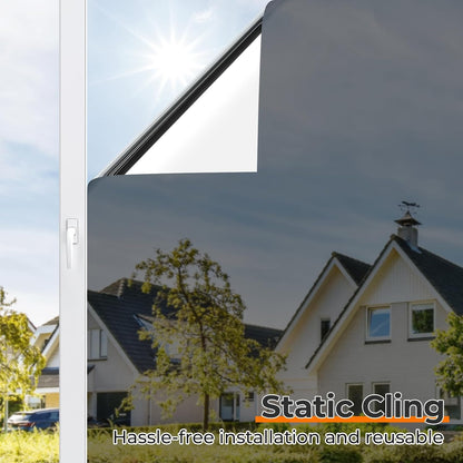 DOWELL Window Privacy Film, Frosted Glass Window Film, Static Cling Non-Adhesive Glass Clings, Sun Blocking Opaque Coverings, Reusable Door Stickers for Bathroom Home Office, Pure, 17.5" x 78.7"