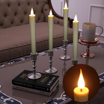 Flameless Taper Candles with Remote, 6.7 Inch Short Taper Candles Battery Operated with Flickering 3D Flame, Led Candle Sticks Safe for Windowsill Wedding Home Christmas Decor, Ivory, Set of 6