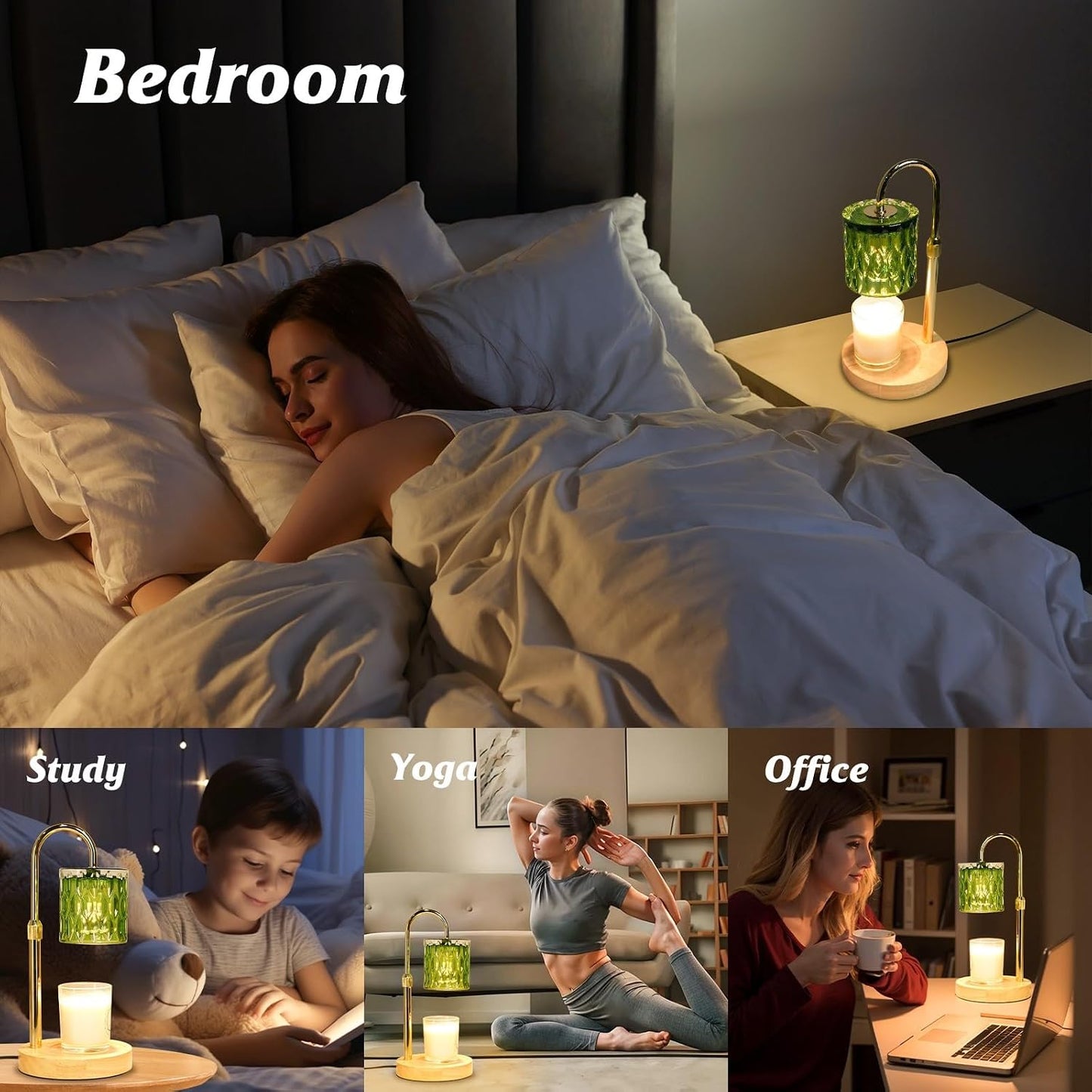 Candle Warmer Lamp with Timer and Dimmable, Electric Wax Melt Candle Warmers Height Adjustable with 2 Bulbs, Birthday Gifts for Women House Warming, Home Decor for Scented Jar Candles(Clear)