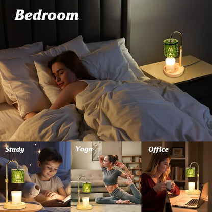 Candle Warmer Lamp with Timer and Dimmable, Electric Wax Melt Candle Warmers Height Adjustable with 2 Bulbs, Birthday Gifts for Women House Warming, Home Decor for Scented Jar Candles(Clear)