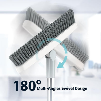 AIR U+ Grout Brush with Long Handle 180° Swivel Scrub Brush with Tweezers to Hair Clip V-Shape Grout Line Scrubber Stiff Bristles for Deep Cleaning Crevice, Tile Line, Shower, Kitchen, Corners