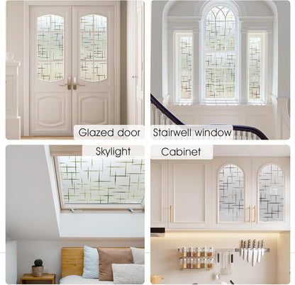HIDBEA Frosted Window Privacy Film - Non Adhesive Static Cling Glass Stickers Sun UV Blocking Heat Control Door Covering Decals for Home Office, 23.6 x 78.7 Inch