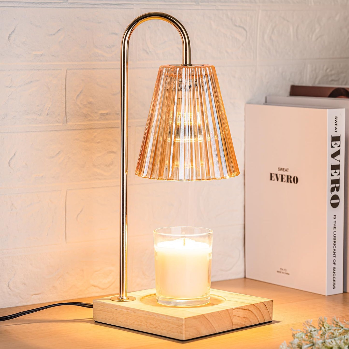 Marycele Vintage Candle Warmer Lamp with Timer Dimmer, Adjustable Height | Vintage farmhouse style with 2 bulbs, adjustable height, timer and dimmer for flameless fragrance in bedroom or home gifts