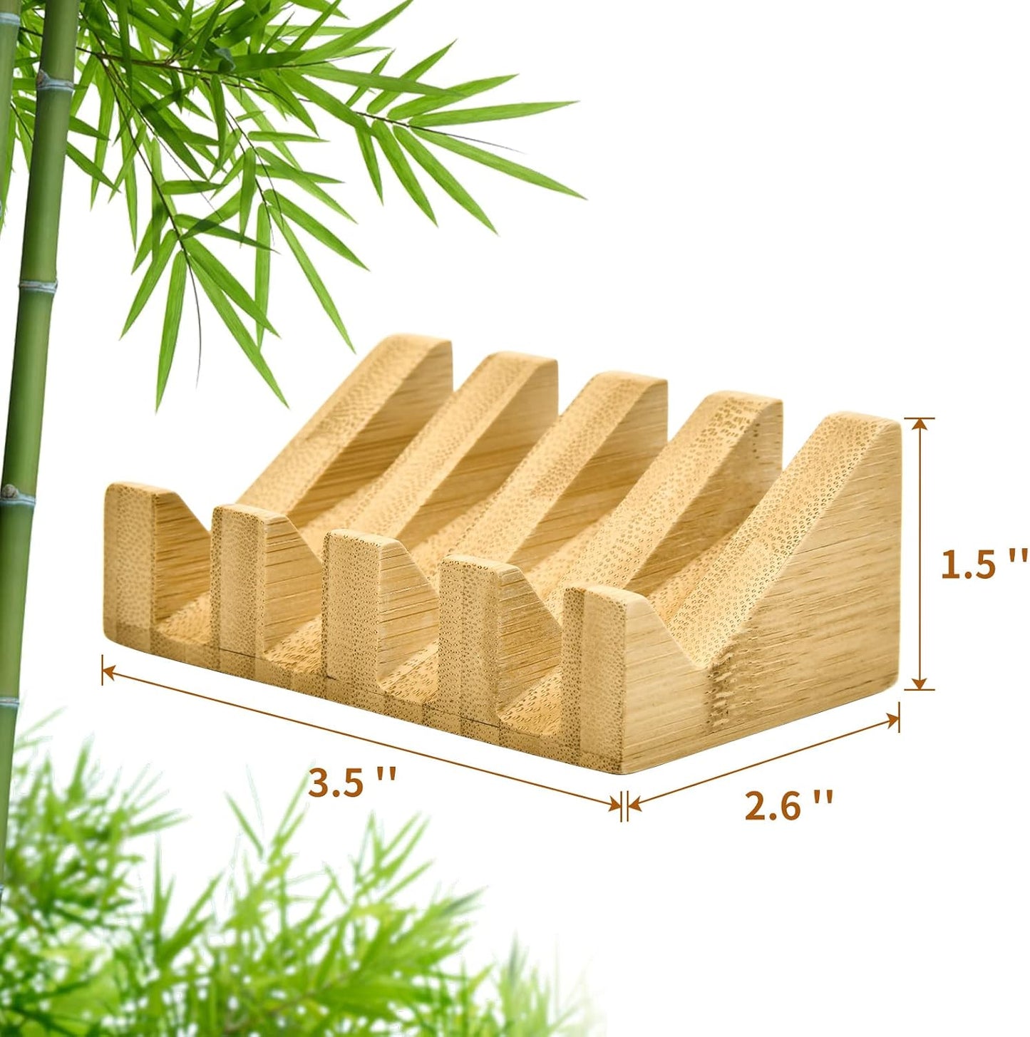 SUBEKYU Bamboo Soap Dish Self Draining Wooden Bar Soap Holder Soap Saver for Shower Slope Drainage Design with Waterproof Layer Wood Soap Dish for Bathroom and Kitchen，2PCS