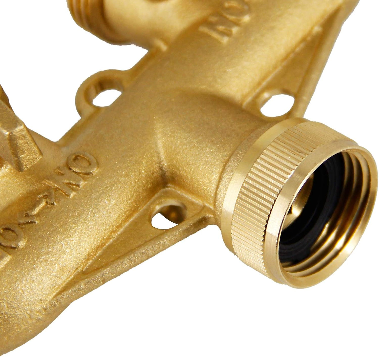 Lifynste 4 Way Brass Hose Splitter, 3/4" Brass Hose Faucet Manifold, Garden Hose Adapter Connector