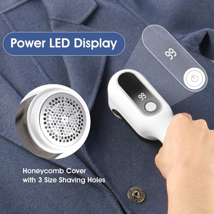 Electric Fabric Shaver, Lint Remover for Clothes, Rechargeable Sweater Shaver to Remove Fuzz and Pill for Sweater, Delicates, Bedding and Couch (White)