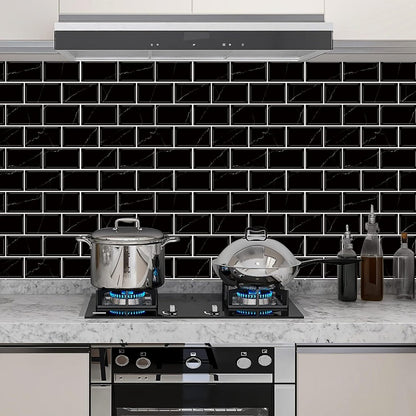 URCOLOR 10-Sheet Subway Tile Peel and Stick Backsplash for Kitchen,12"x12" Self Adhesive Wall Tiles Sticker on Back Splashes for Bathroom Gray Marble Design