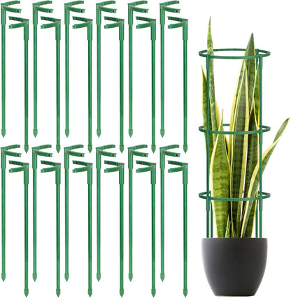 18 Pcs Plant Support Stakes & Plant Cage Support Rings, Plant Supports for Indoor Plants, Stackable Plant Holder Stick, Small Plants Potted Plants Flower Other Climbing Plants (6.4 "Wide X 11" High)