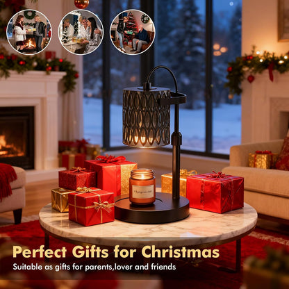 Candle Warmer Lamp with Timer & 4-Level Dimmer, Electric Wax Warmer for Jar Candles, Black Home Decor with 2 Bulbs, Gift for Women, Men, Housewarming