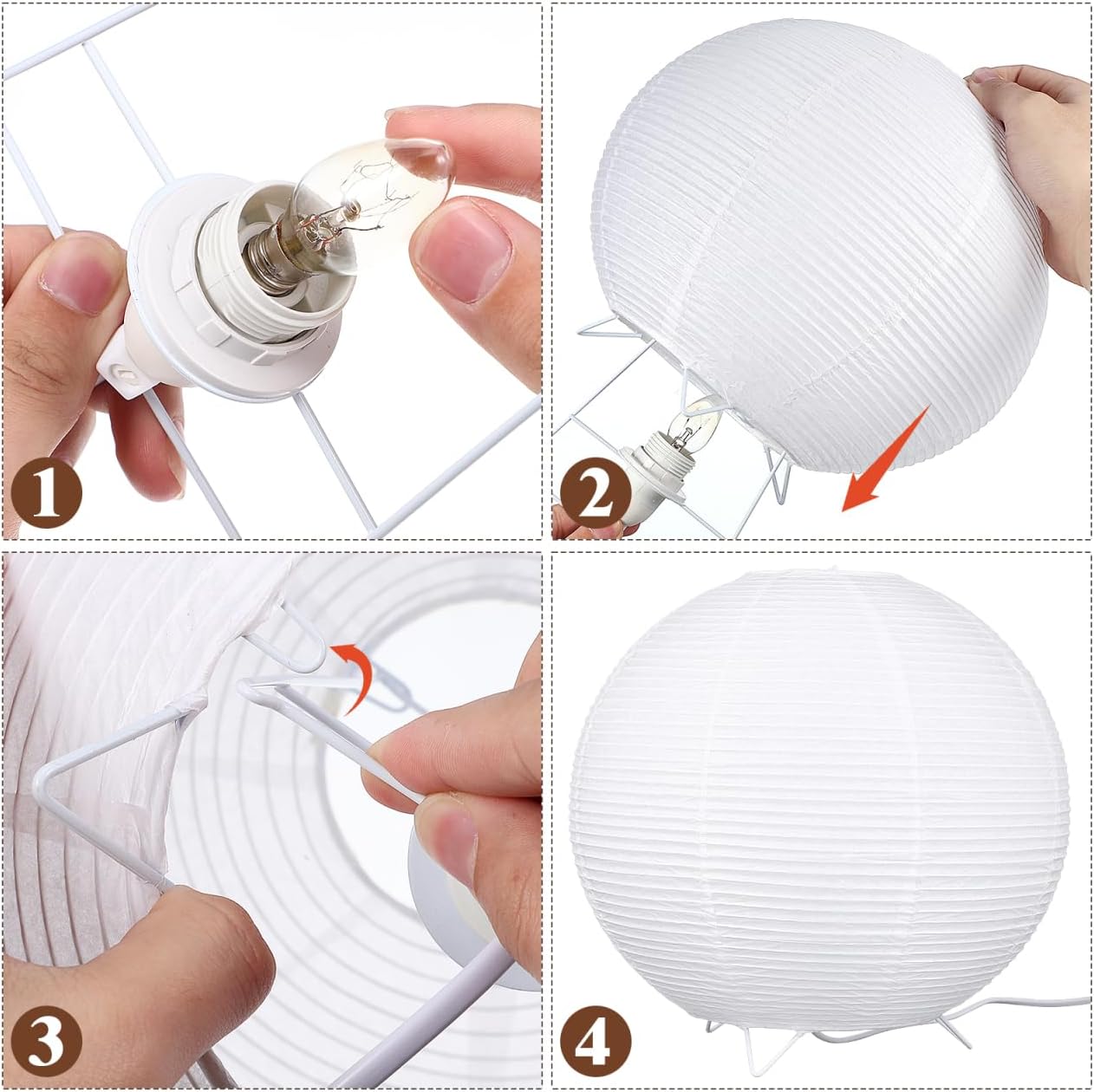 Lurrose Rice Paper Lamp Desk Floor Lantern Nightstand Bedside Smalll Lamps for Bedroom Living Room Office Classroom Dorm (Ball, 9.8"x9.8"Inch)