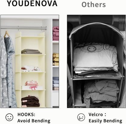 YOUDENOVA Hanging Closet Organizer, 6-Shelf Closet Hanging Shelves, Grey