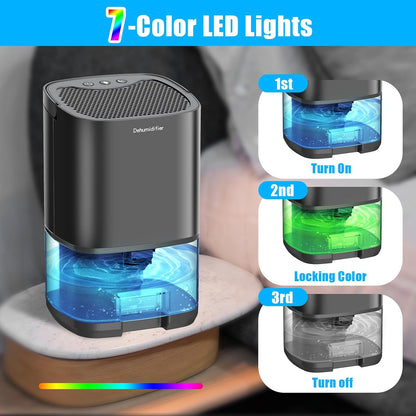 Dehumidifiers for Home 35OZ Small Dehumidifier for Bedroom 2500 Cubic Feet(350sq ft) with 7 LED Lights, Ultra Quiet & Auto Shut off Dehumidifier for Bathroom Basement Closet Garage