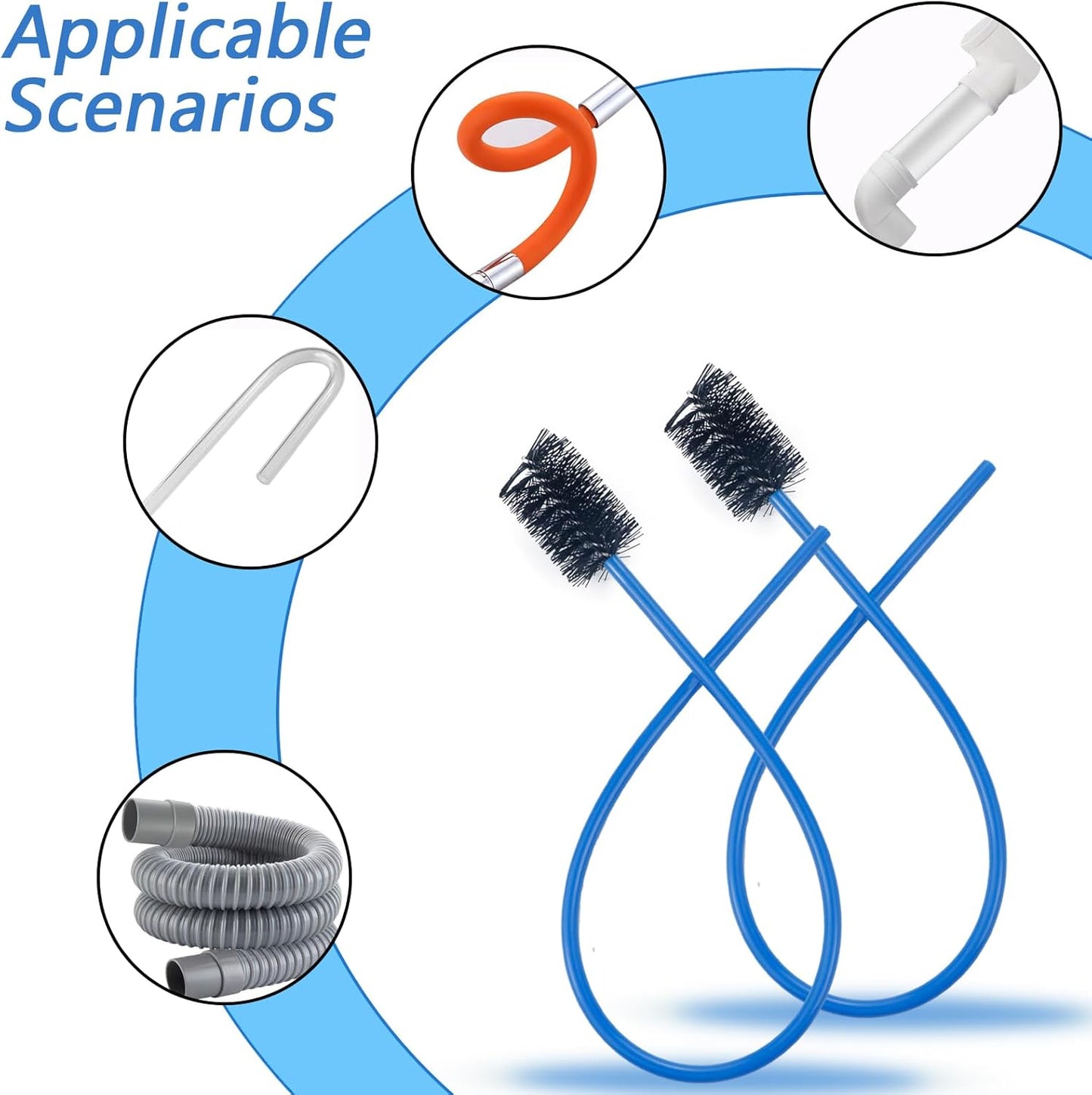 2 PCS Condensate Trap Flexible Drain Brush, 48 Inch Drain Line Cleaning Brush, Condensate Traps Clean for Condensate P-Trap and HVAC Systems