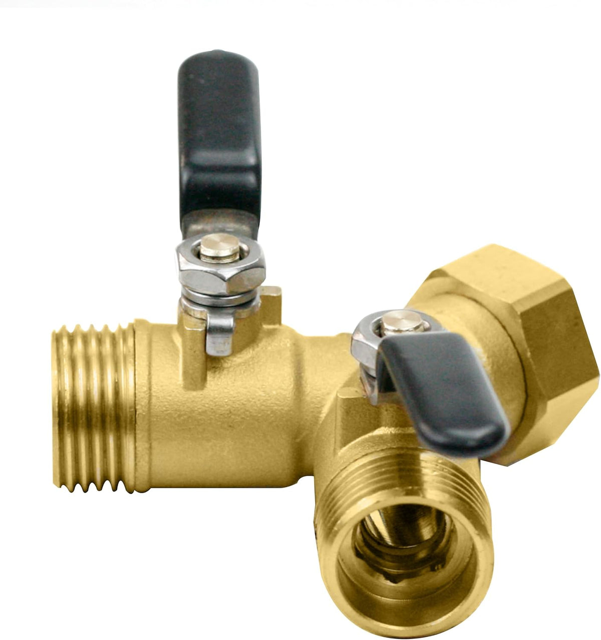 CUMIZON Solid Brass Garden Hose Splitter, 2 Way | Long Handle, 3/4" Standard Threads, Leak-Proof Dual Outlet, Heavy Duty Y Splitter, For Sprinklers and Irrigation Systems
