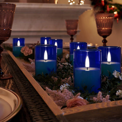 VIODAIM 12Pack Flickering Flameless LED Candles with Remote & Timer, Battery Powered - Small Pillar & Votive, Clear (2"X3")